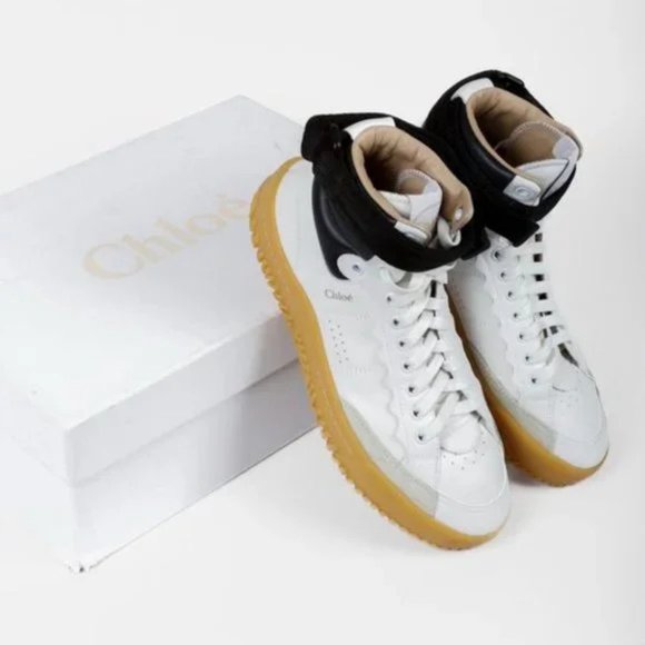 Chloe Franckie High-Top White Leather Sneaker - Picture 11 of 11